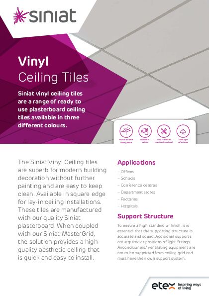 Siniat Vinyl Ceiling Tiles Brochure